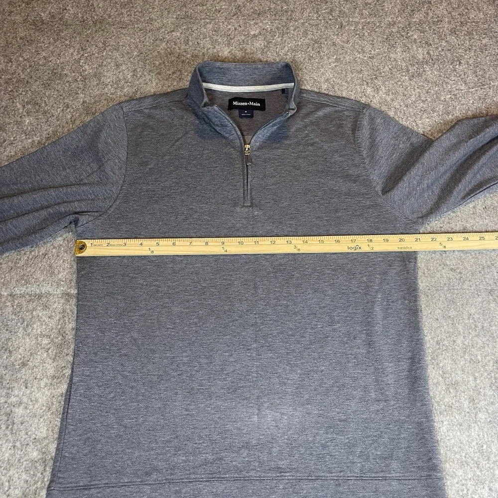 Mizzen+Main Crandall 1/4 Zip Men's Medium Heathered Blue Performance Stretch